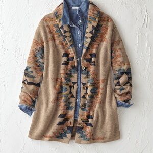 Coldwater Creek Multicolor Southwestern Cardigan